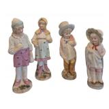 4 Vintage Bisque Figurines 9"