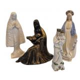 4 Religious Figurines, 10" Tallest