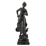 Moreau "Retour du Bois" Spelter Figure 16"