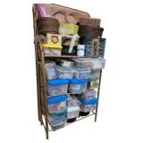 Brass Shelf Full of Sewing Supplies