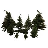 Group of 9 Small Artificial Christmas Trees