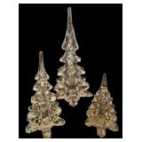 3 Crystal Christmas Tree Figurines 11.5"