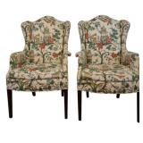 Pr Kindel Chinoiserie Upholstered Chairs
