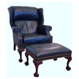 Hancock & Moore Leather Chair w/ Ottoman
