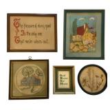 Group Lot of 5 Framed Needlepoints