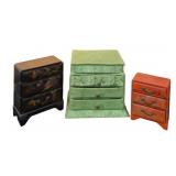 3 Oriental Miniature Chest Jewelry Boxes