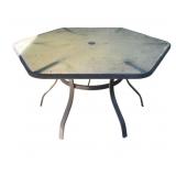 Patio Glass Top Metal Table - 28 x 51