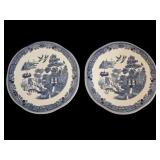 2 Johnson Bros Blue Willow Hot Plates 9"