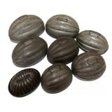 8 Vintage Tin Steamed Pudding Molds - 6 x 10 x 8