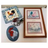 Lot of Assorted Rooster Decor Items - 16 x 10