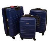Leisure 3 Pc Blue Hardside Luggage Set