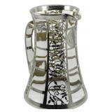 Unknown Maker Silver Overlay Glass Pitcher 9"