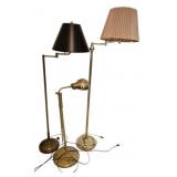 Three Brass Floor Lamps w/ Swing Arm Designs