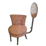 Vtg Vanity Chair w/ Attached Swivel Mirror