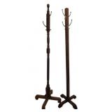 Two Wooden Standing Coat Racks 69"