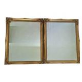 Pr Gilt Framed Beveled Wall Mirrors 29"x23"