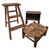 Vintage Wooden Stools and Step Ladder