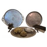 Group Lot of Assorted Metal Trays & Dishes