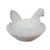 Vintage Hen on Nest Milk Glass Salt Dip 2x2.5