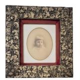Vtg Floral Repousse Picture Frame