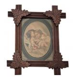 Ant. Black Forest Style Frame w/ Print 17x15