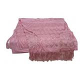 Pink Silk Piano Shawl w/ Fringe 30"x112"