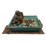 Decorative Buddha in Bowl & Bamboo Tray