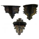 3 Antique Painted Chinoiserie Wall Shelves
