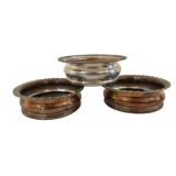 3 Wooden Bottomed Bottle Coasters 6"x2"