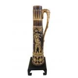 Antique Tall Decorative Pitcher on Wood Stand