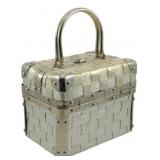 Delill Trunk Handbag Silver Foil 6"x8"x5"