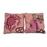 Pr Needlepoint Zodiac Pillows Cancer & Virgo