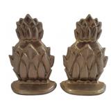 Brass Pineapple Bookends 4"x6.5"
