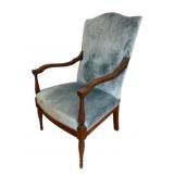 Antique Chair w/ Blue Velvet Upholstery