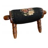 Vintage Needlepoint Floral Footstool
