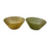 2 Anchor Hocking Soreno Green & Amber Bowls