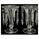 Pair Crystal Glass Mantle Lusters 8"