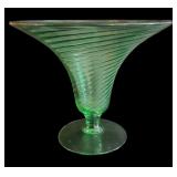 Federal Glass Uranium Green Swirl Vase