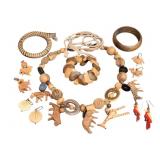 Collection of Carved Wooden Jewelry