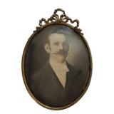 Antique Oval Bubble Glass Frame 9.25"x5"