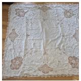 Vtg White Lace Cutwork Tablecloth 94x58