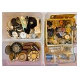 Plastic Box Full of Vtg Buttons 3"x10"x13"