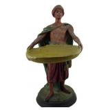 Ca. 1900 Blackamoor Chalkware Tray Bearer 17"
