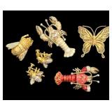 MCM Gold Tone Figural Insect Brooches