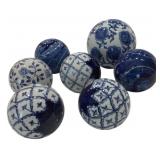 Group of Blue & White Decorative Balls