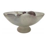 Frosted Glass Pedestal Bowl w/ Glass Fruit
