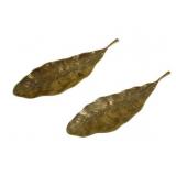 2 Virginia Metal Crafters Brass Tobacco Leaves
