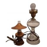 Two Vintage Electrified Oil Lamp Style Lamps