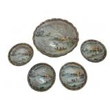 Japanese Moriage 5pc Berry Bowl Set