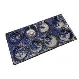 Vtg Blue & White Swirl Enamelware Muffin Pan
